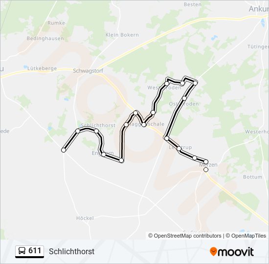 611 bus Line Map