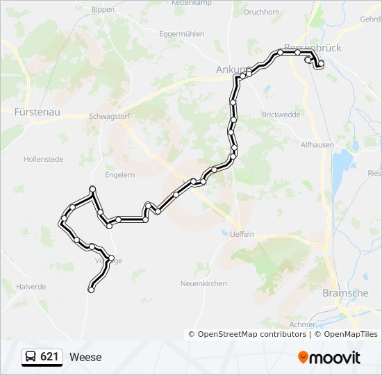 621 bus Line Map