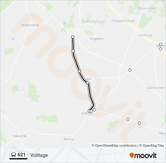 621 bus Line Map