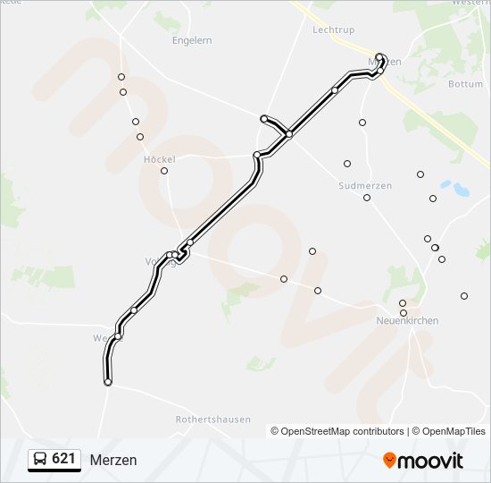 621 bus Line Map