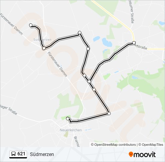 621 bus Line Map