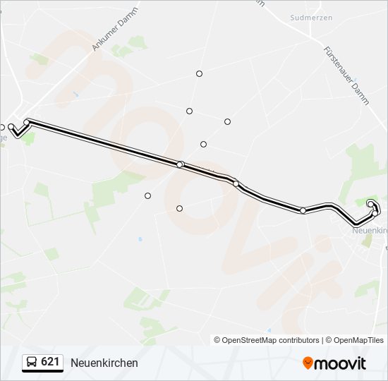 621 bus Line Map