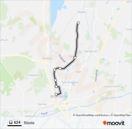 624 bus Line Map