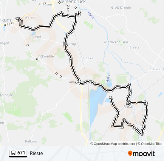 Buslinie 671 Karte