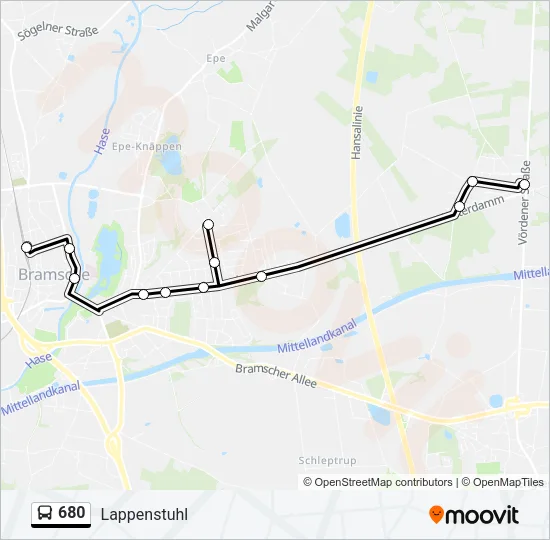 Автобус 680: карта маршрута