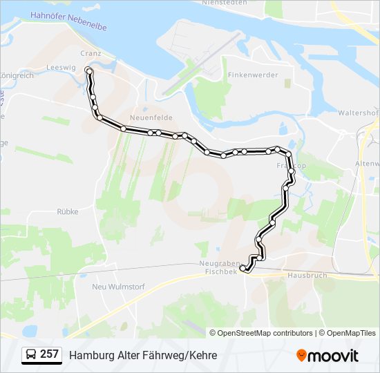 257 bus Line Map