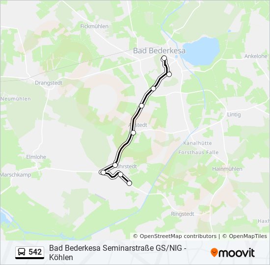 542 bus Line Map