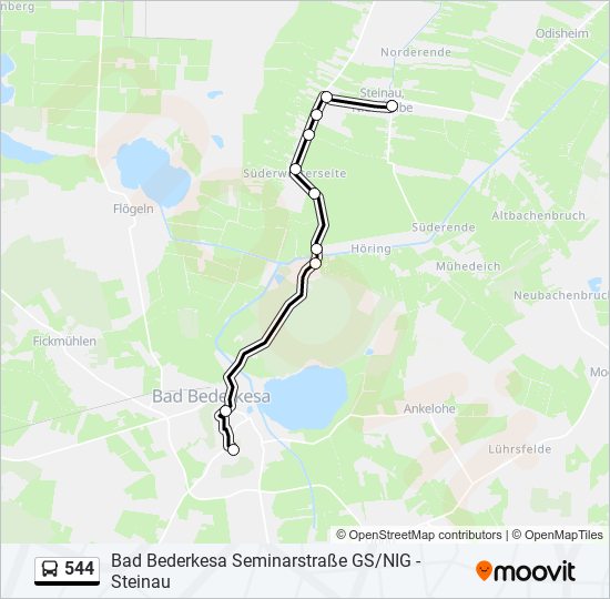 544 bus Line Map