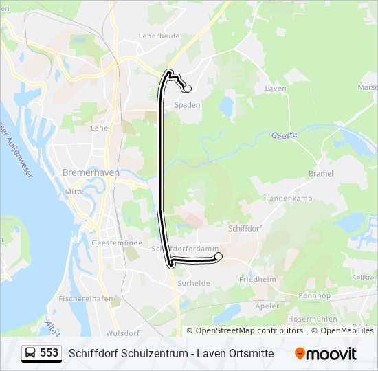 553 bus Line Map