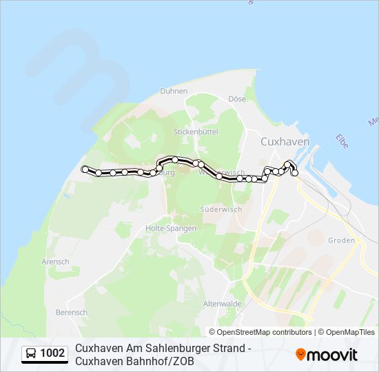 1002 bus Line Map