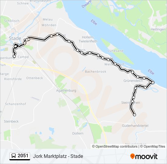 Автобус 2051: карта маршрута