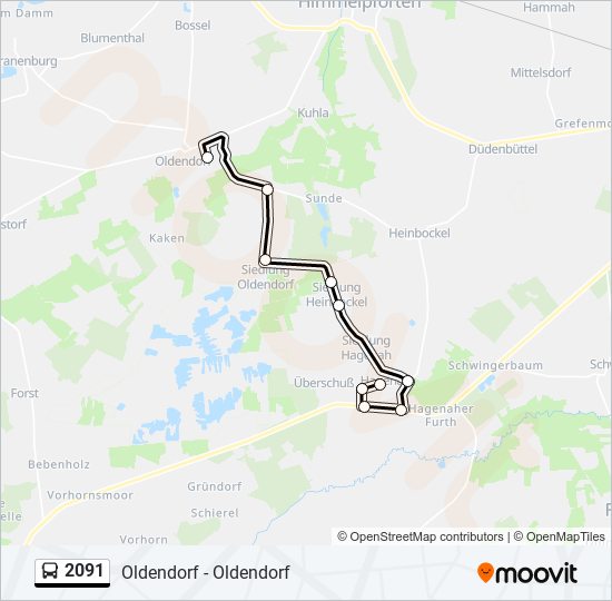 2091 bus Line Map