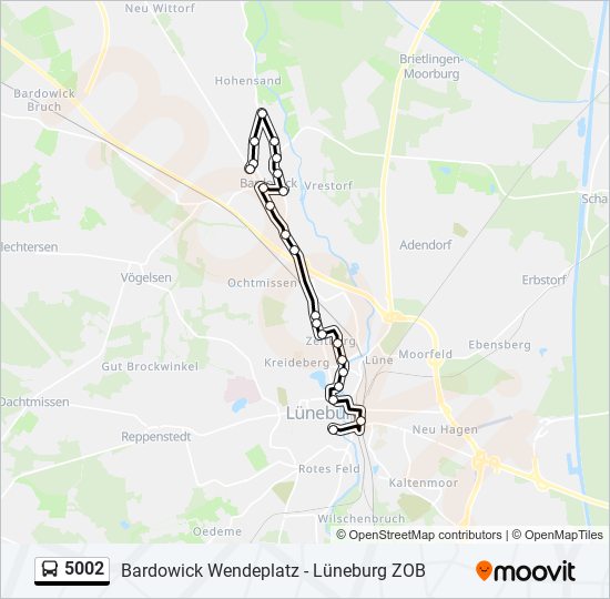 5002 bus Line Map