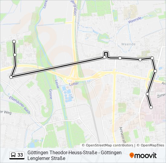Buslinie 33 Karte
