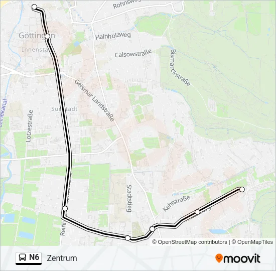 Автобус N6: карта маршрута