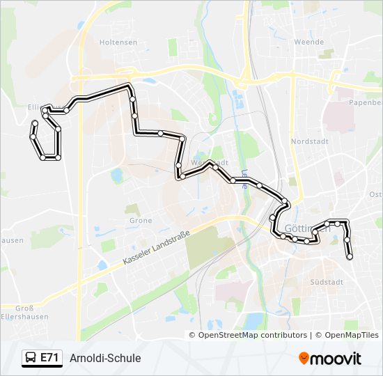 E71 bus Line Map