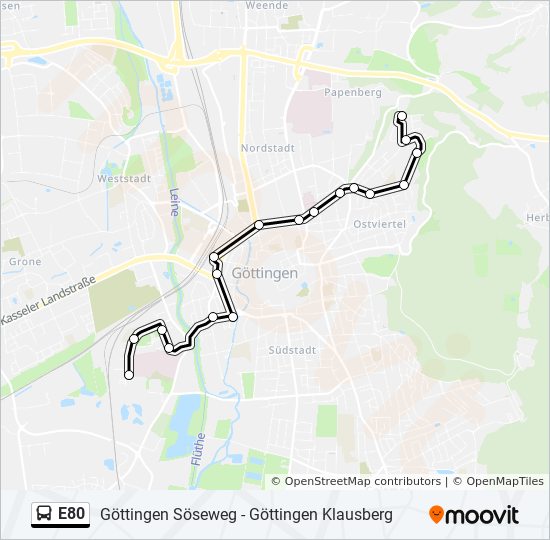 E80 bus Line Map