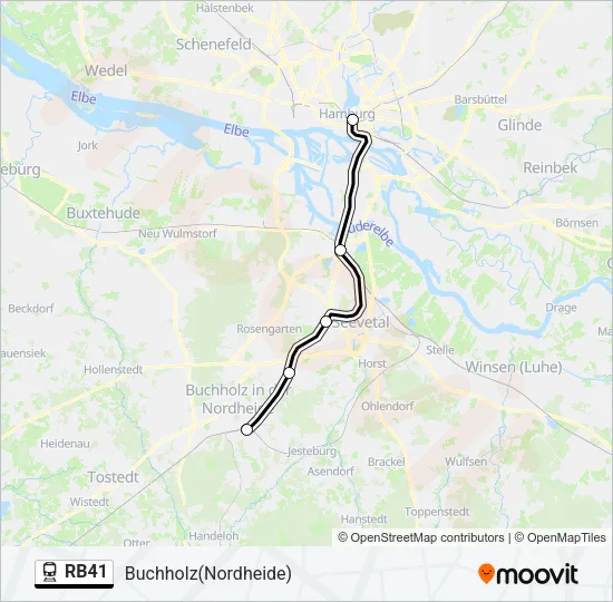 Поезд RB41: карта маршрута