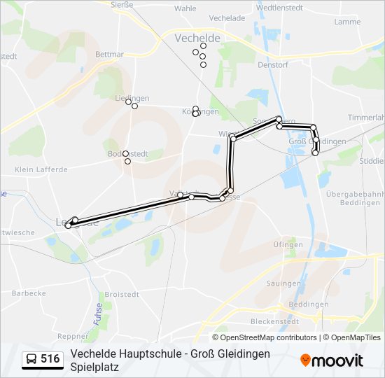 Buslinie 516 Karte