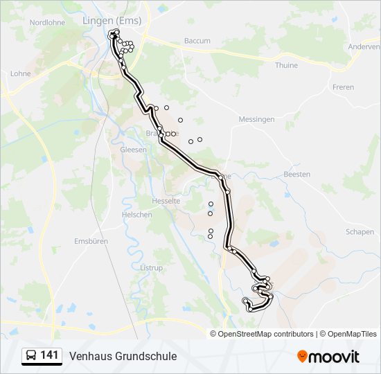 141 bus Line Map