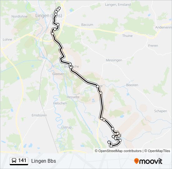 141 bus Line Map