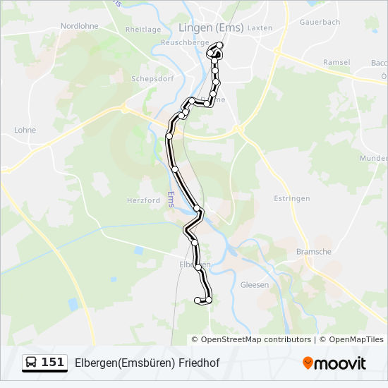 151 Route Fahrplane Haltestellen Karten Elbergen Emsburen Friedhof