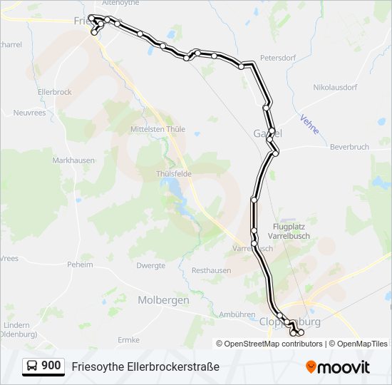 Buslinie 900 Karte