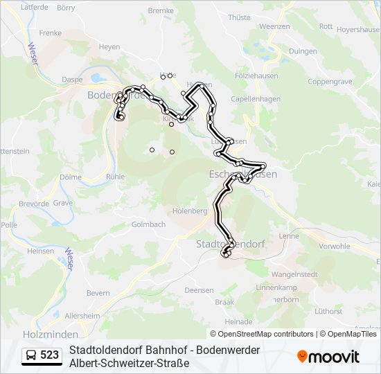 523 bus Line Map