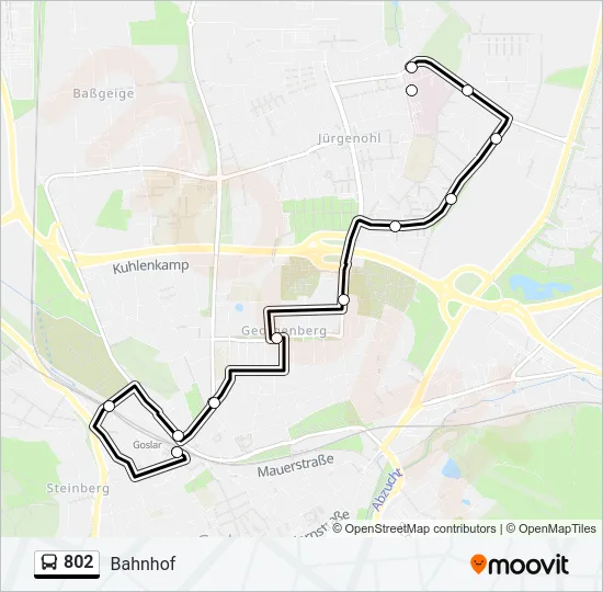 Автобус 802: карта маршрута
