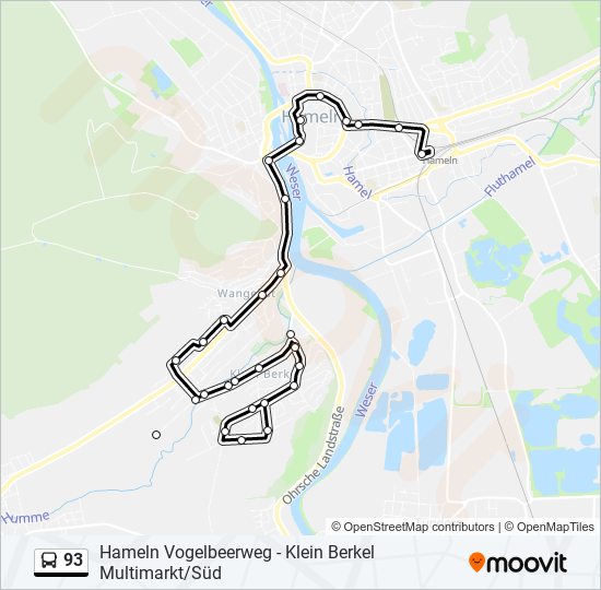 Buslinie 93 Karte