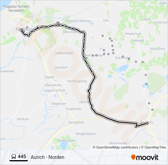 Buslinie 445 Karte