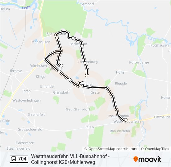 Buslinie 704 Karte