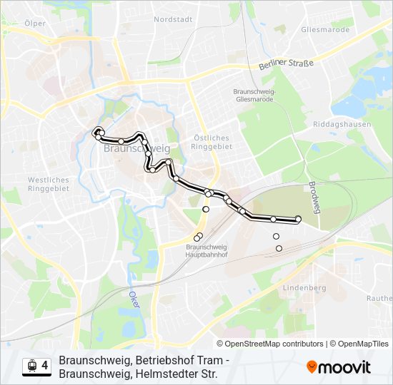 Straßenbahnlinie 4 Karte