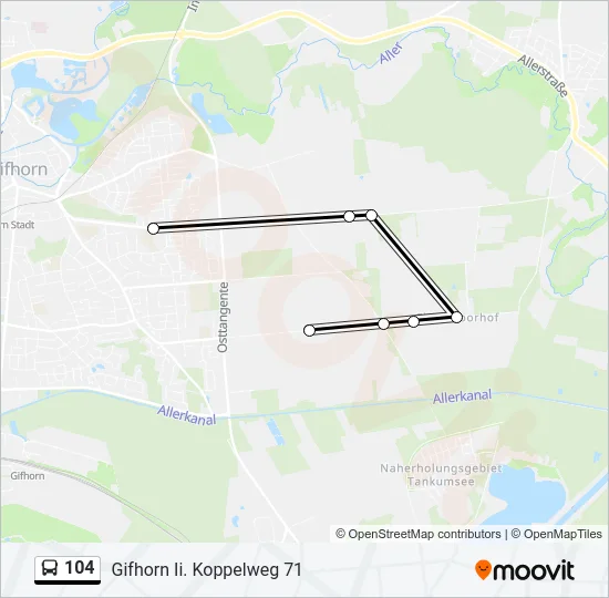 Автобус 104: карта маршрута
