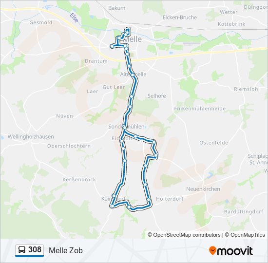 308 bus Line Map