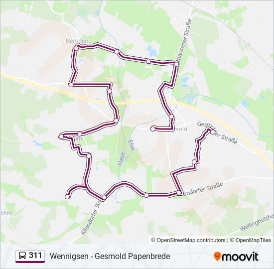 311 bus Line Map