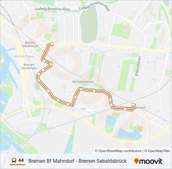 44 bus Line Map