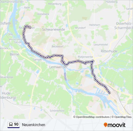 90 bus Line Map