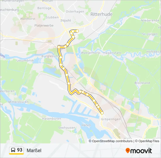 Автобус 93: карта маршрута