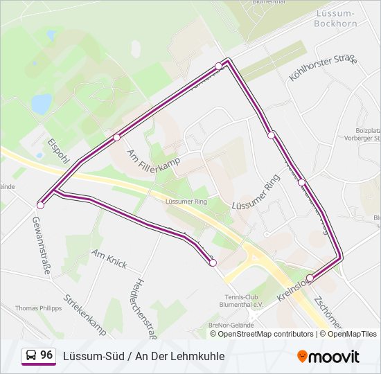 96 bus Line Map