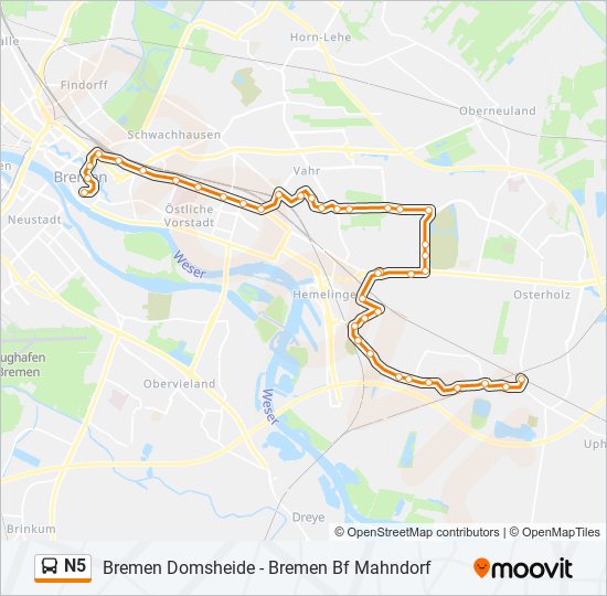 N5 bus Line Map