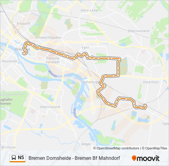 N5 bus Line Map