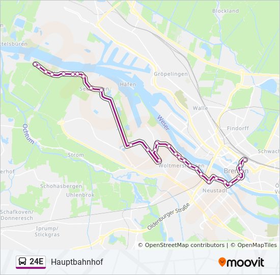 24E bus Line Map