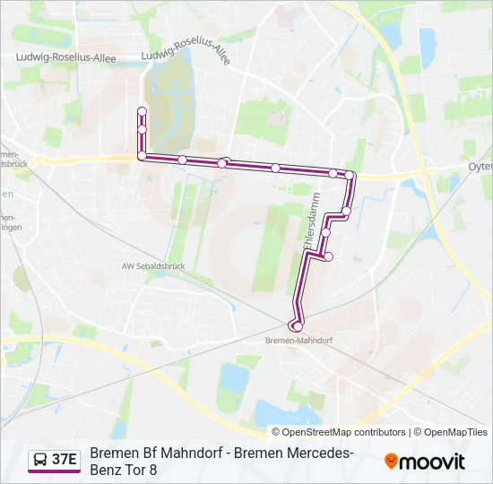 Автобус 37E: карта маршрута