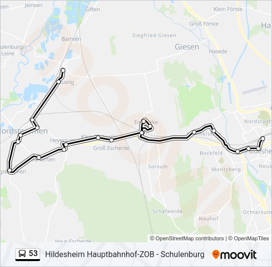 Buslinie 53 Karte