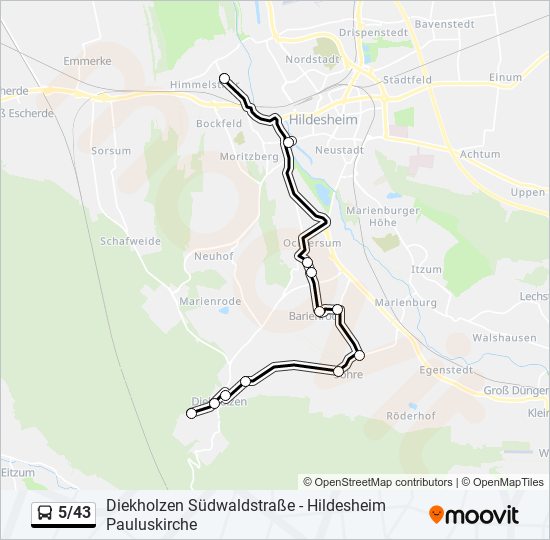 Buslinie 5/43 Karte