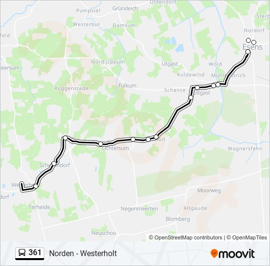 361 bus Line Map