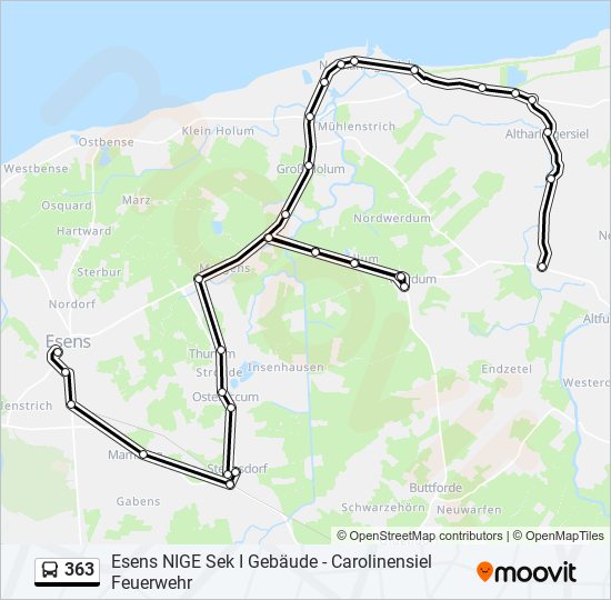 363 bus Line Map