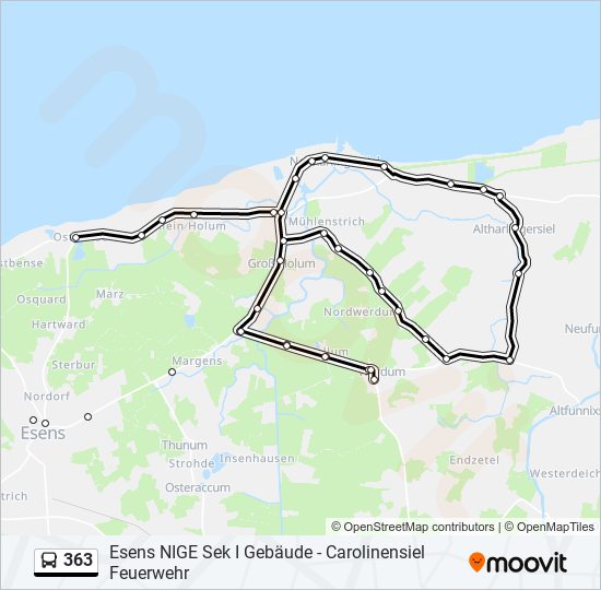 363 bus Line Map