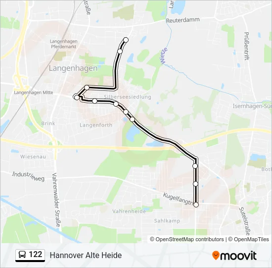 Bus 122 Route Map 122 Route: Schedules, Stops & Maps - Hannover Alte Heide (Updated)